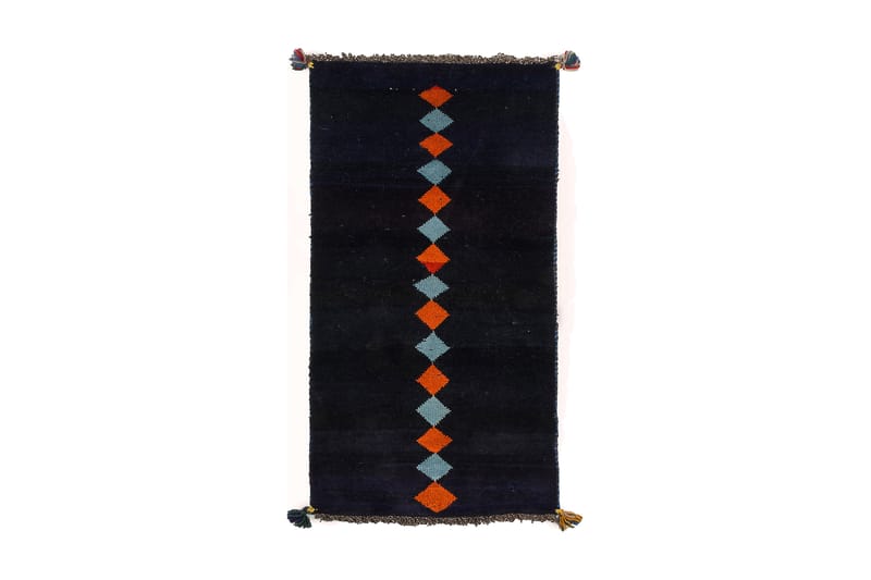 Håndknyttet Gabbeh Shiraz Ull Mørkeblå 58x117cm - Håndvevde tepper - Orientalske tepper - Persisk matte