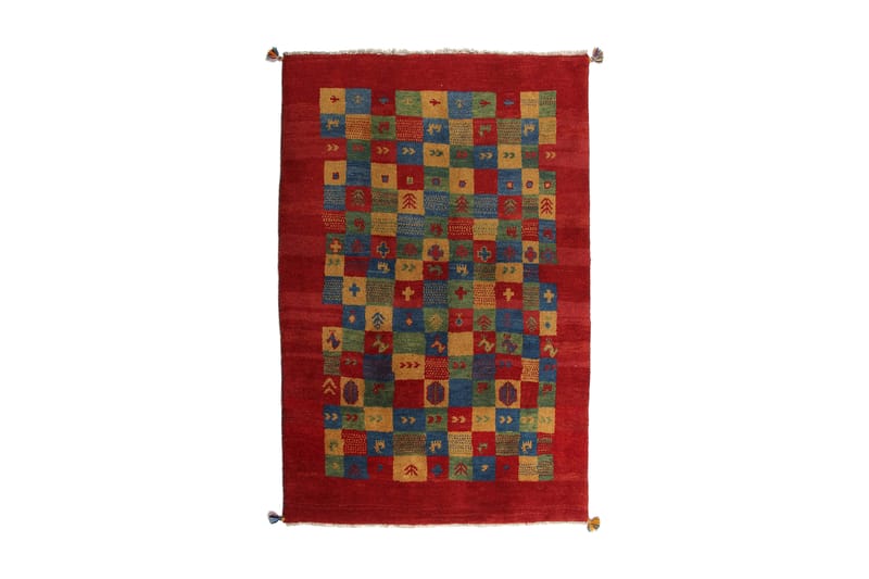 Håndknyttet Gabbeh Shiraz Ull Rød/Gul 124x186 cm - Orientalske tepper - Håndvevde tepper - Persisk matte