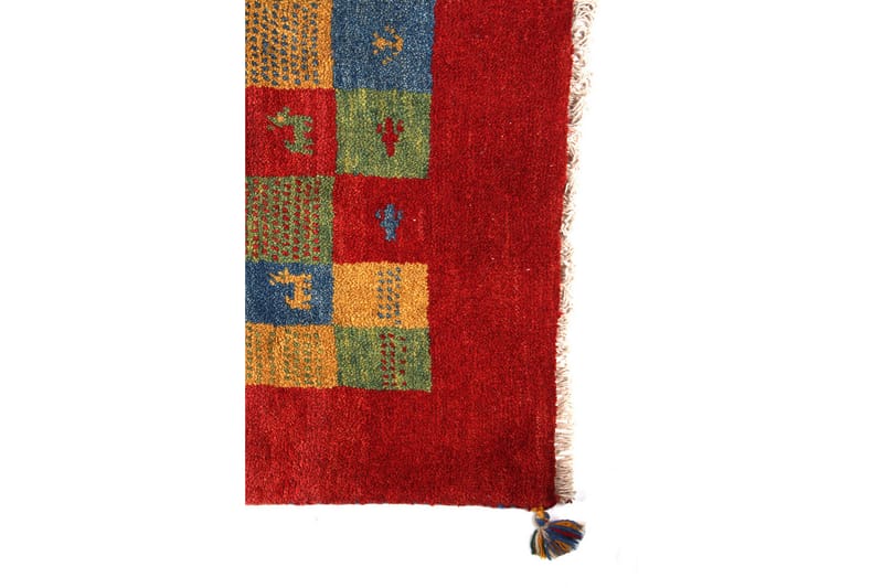 Håndknyttet Gabbeh Shiraz Ull Rød/Gul 124x186 cm - Håndvevde tepper - Orientalske tepper - Persisk matte