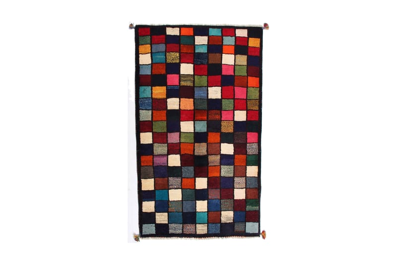 Håndknyttet Gabbeh Shiraz Ull Svart/Krem 108x173 cm - Håndvevde tepper - Orientalske tepper - Persisk matte