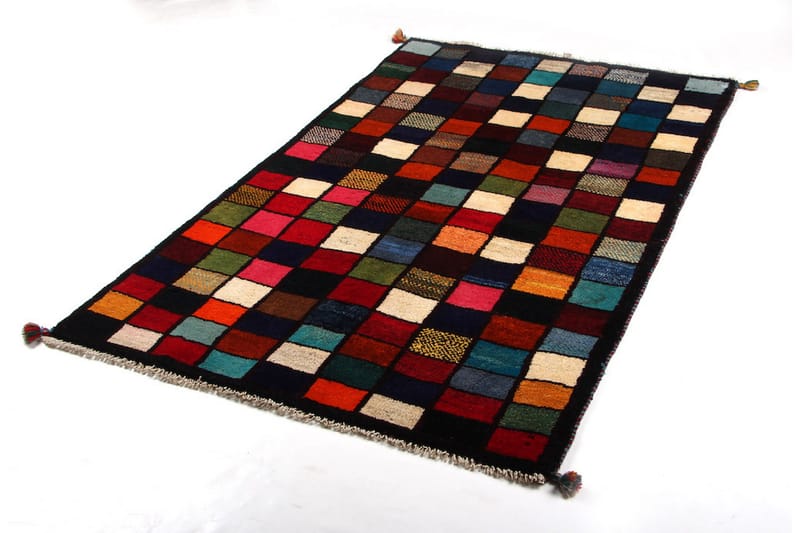 Håndknyttet Gabbeh Shiraz Ull Svart/Krem 108x173 cm - Håndvevde tepper - Orientalske tepper - Persisk matte