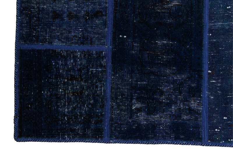 Håndknyttet Lappeteppe Ull/Garn Mørkeblå/Blå 138x214 cm - Lappetepper - Håndvevde tepper
