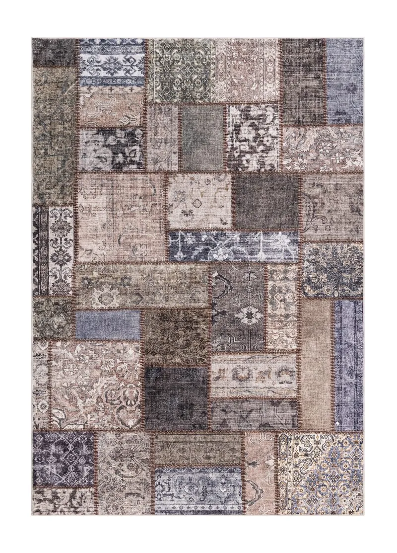 Maskinvevd teppe KM Home Tarfaya Patch RUND 240x240 Smaragdgrønn, Smaragdgrønn