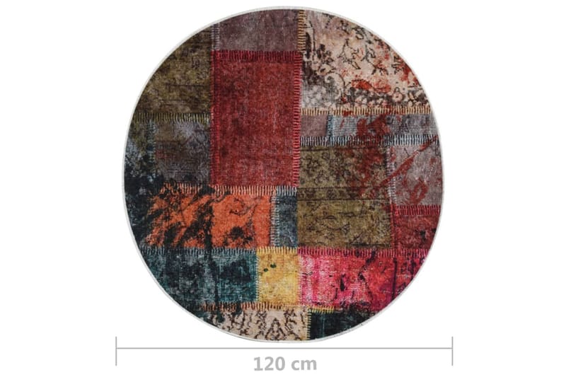 Vaskbart teppe med lappemønster 120 flerfarget sklisikker - Flerfarget - Lappetepper