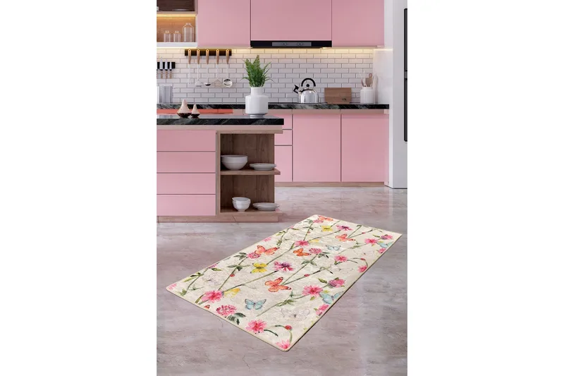 Hall Matte Butterfly (80 x 200) - Flerfarget/Fløyel - Tekstiler - Tepper & Matter - Små tepper