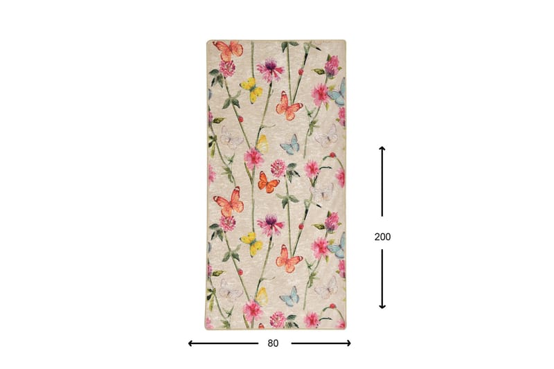 Hall Matte Butterfly (80 x 200) - Flerfarget/Fløyel - Tekstiler - Tepper & Matter - Små tepper