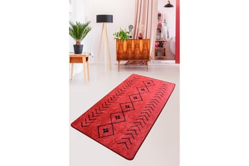 Hall Matte Fiona - Rød (80 x 200) - Rød/Svart/Fløyel - Tekstiler - Tepper & Matter - Hall matte