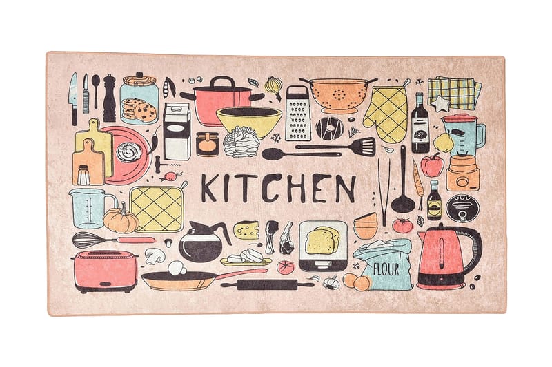 Hall Matte Happy Lunsj (80 x 200), Flerfarget/Fløyel