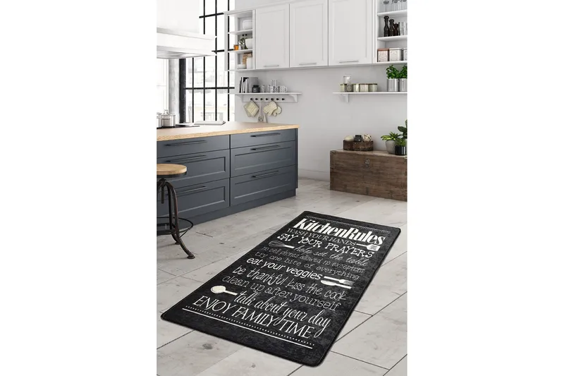 Hall Matte Kjøkken - Svart (80 x 200), Svart / Fløyel