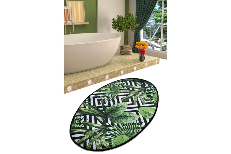 Matte Tropic Oval DJT - Flerfarget/Fløyel - Tekstiler - Tepper & Matter - Små tepper