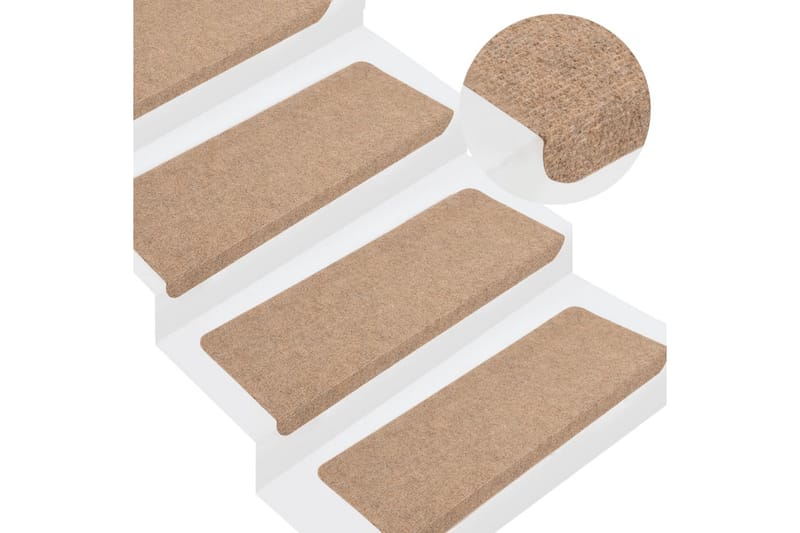 beBasic Selvklebende trappematter 15 stk 65x28 cm beige - Beige - Tekstiler - Tepper & Matter - Spesialmatte - Trappetepper
