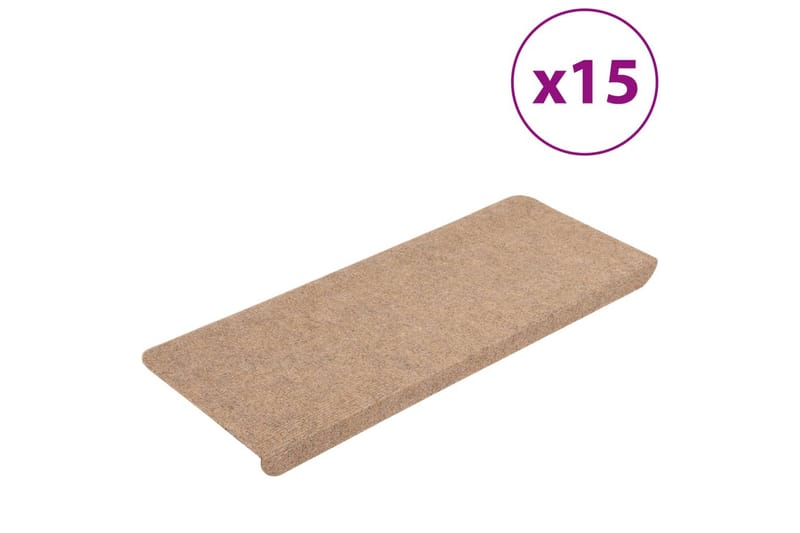 beBasic Selvklebende trappematter 15 stk 65x28 cm beige - Beige - Tekstiler - Tepper & Matter - Spesialmatte - Trappetepper