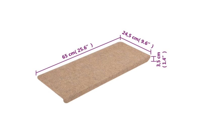 beBasic Selvklebende trappematter 15 stk 65x28 cm beige - Beige - Tekstiler - Tepper & Matter - Spesialmatte - Trappetepper