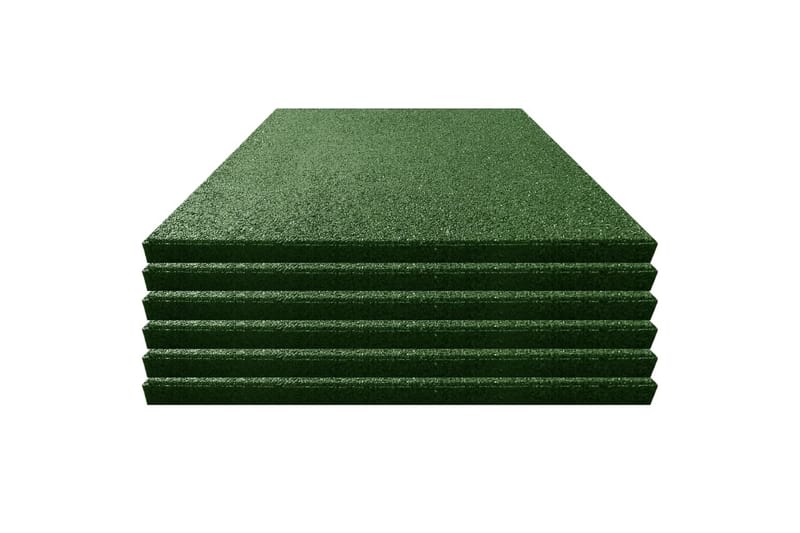Fallunderlag 6 stk gummi 50x50x3 cm grønn - Nålefiltmatter & kunstgressmatter - Verandagulv & terrassebord - Kunstgress balkong
