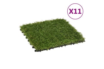 Kunstige gressmatter 11 stk grønn 30x30 cm - grønn - Tekstiler - Tepper & Matter - Spesialmatte - Nålefiltmatter & kunstgressmatter