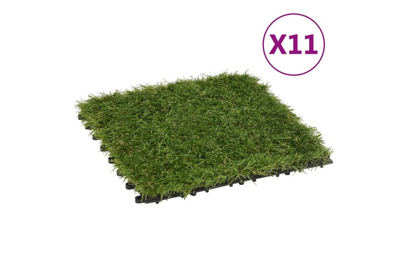 Kunstige gressmatter 11 stk grønn 30x30 cm - grønn - Tekstiler - Tepper & Matter - Spesialmatte - Nålefiltmatter & kunstgressmatter