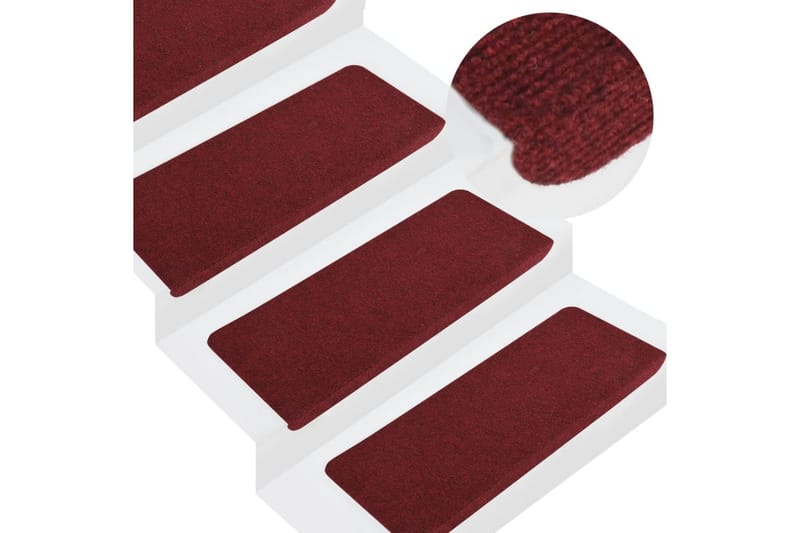 Selvklebende trappematter 15 stk 65x28 cm rød - Rød - Tekstiler - Tepper & Matter - Spesialmatte - Trappetepper