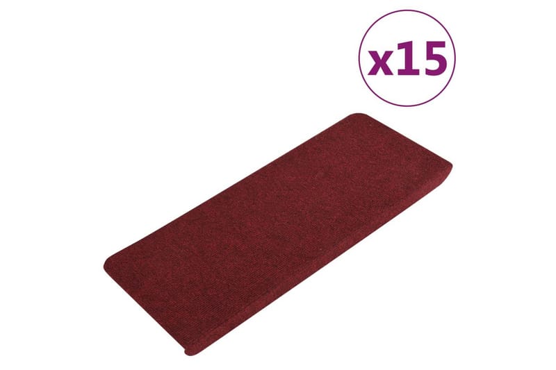 Selvklebende trappematter 15 stk 65x28 cm rød - Rød - Tekstiler - Tepper & Matter - Spesialmatte - Trappetepper