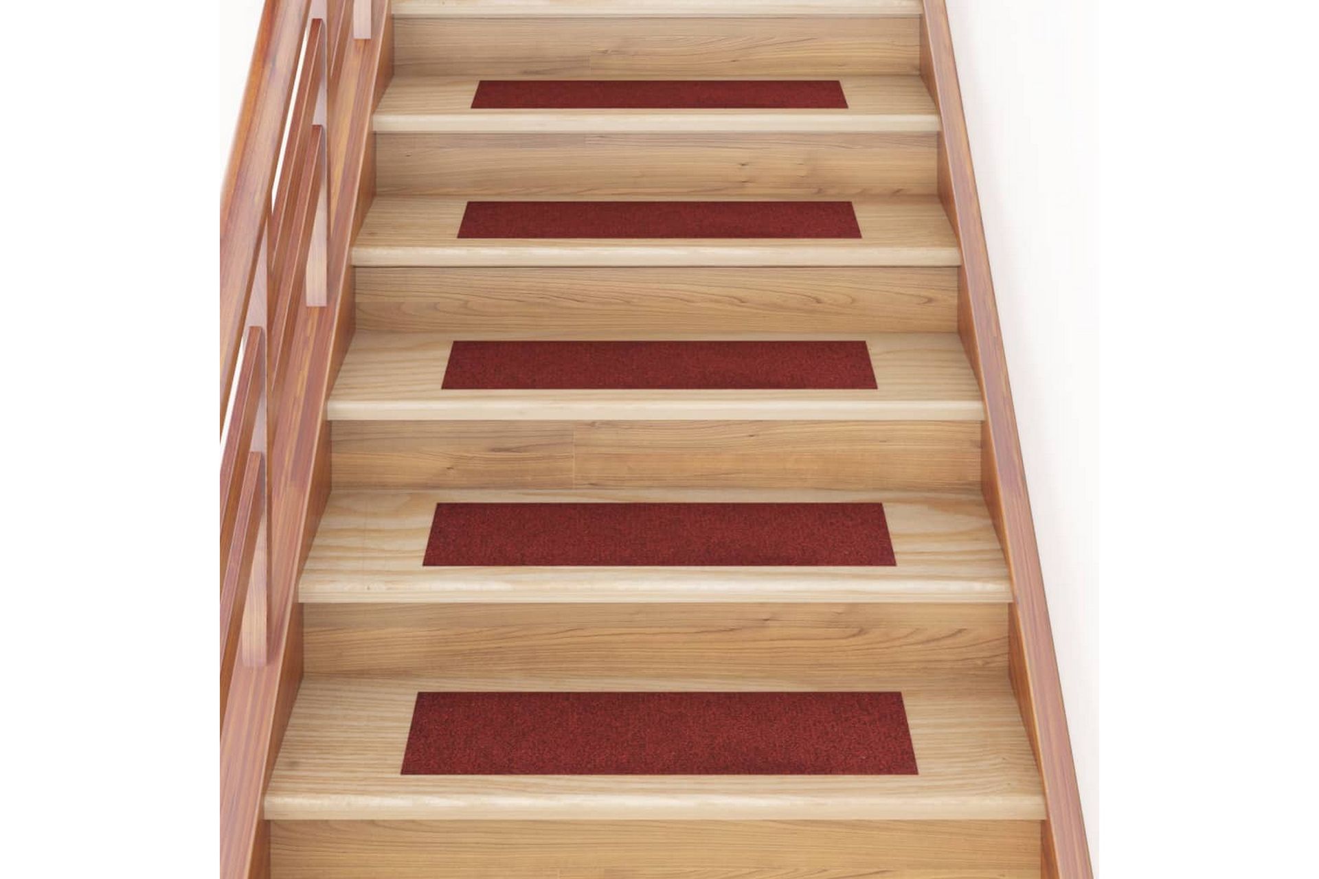 Selvklebende trappematter 15 stk 76x20 cm rød - Rød - Tekstiler - Tepper & Matter - Spesialmatte - Trappetepper