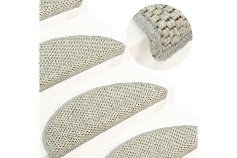 Selvklebende trappematter sisal-utseende 15 stk 56x20 cm grå - Grå - Tekstiler - Tepper & Matter - Spesialmatte - Trappetepper