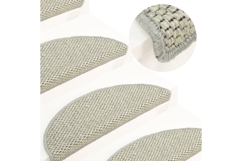 Selvklebende trappematter sisal-utseende 15 stk 56x20 cm grå - Grå - Trappetepper