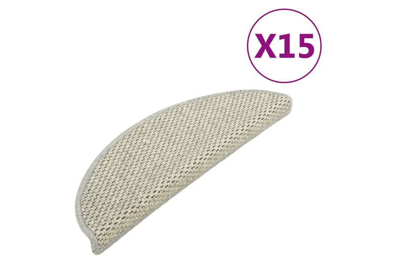 Selvklebende trappematter sisal-utseende 15 stk 56x20 cm grå - Grå - Tekstiler - Tepper & Matter - Spesialmatte - Trappetepper