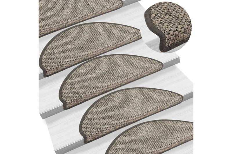 Selvklebende trappematter sisal-utseende 15 stk 65x25cm - Silver - Tekstiler - Tepper & Matter - Spesialmatte - Trappetepper