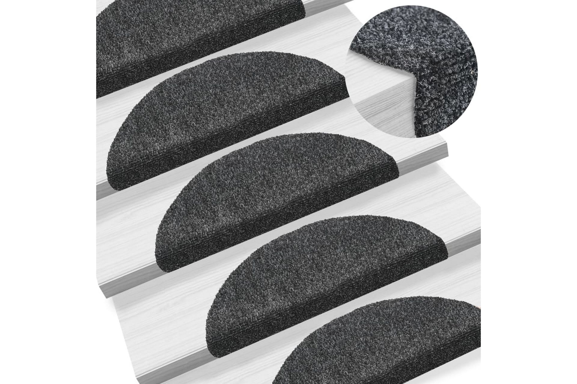 Selvklebende trappematter 10 stk 54x16x4cm nålestempel - Grå - Tekstiler - Tepper & Matter - Spesialmatte - Trappetepper
