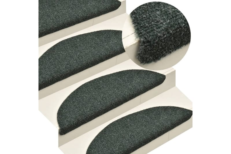 Selvklebende trappematter 10 stk 56x17x3 cm nålestempel - Grønn - Tekstiler - Tepper & Matter - Spesialmatte - Trappetepper