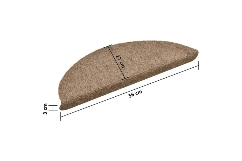 Selvklebende trappematter 10 stk 56x17x3cm nålestempel - Krem - Tekstiler - Tepper & Matter - Spesialmatte - Trappetepper