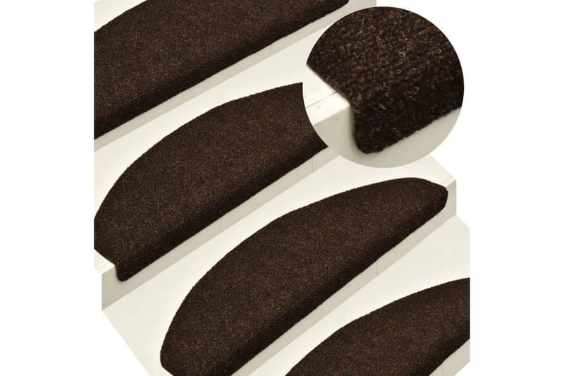 Selvklebende trappematter 10 stk brun 56x17x3cm nålestempel - Brun - Tekstiler - Tepper & Matter - Spesialmatte - Trappetepper