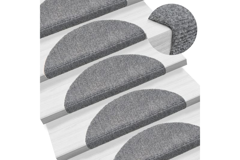 Selvklebende trappematter 10 stk lysegrå 54x16x4 cm - Grå - Tekstiler - Tepper & Matter - Spesialmatte - Trappetepper