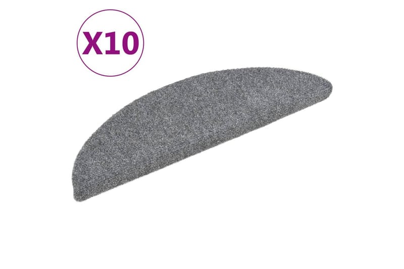 Selvklebende trappematter 10 stk lysegrå 54x16x4 cm - Grå - Tekstiler - Tepper & Matter - Spesialmatte - Trappetepper