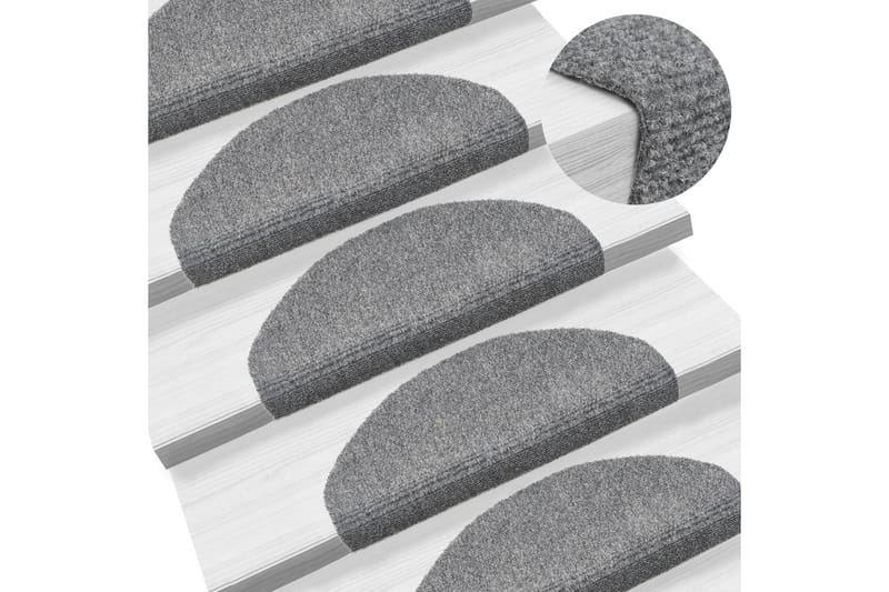 Selvklebende trappematter 10 stk lysegrå 65x21x4 cm - Grå - Tekstiler - Tepper & Matter - Spesialmatte - Trappetepper