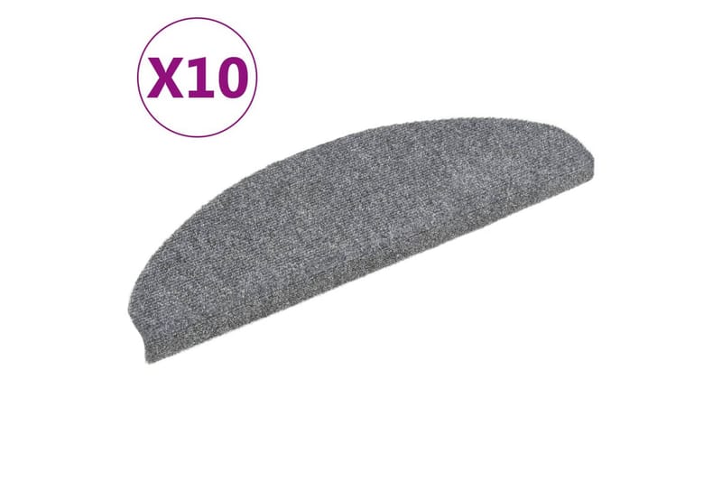 Selvklebende trappematter 10 stk lysegrå 65x21x4 cm - Grå - Tekstiler - Tepper & Matter - Spesialmatte - Trappetepper