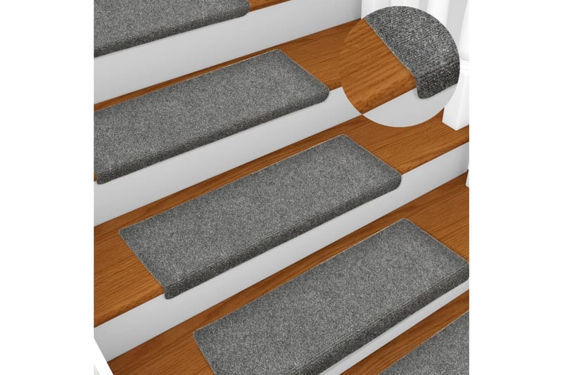 Selvklebende trappematter 10 stk lysegrå 65x25 cm - Grå - Tekstiler - Tepper & Matter - Spesialmatte - Trappetepper