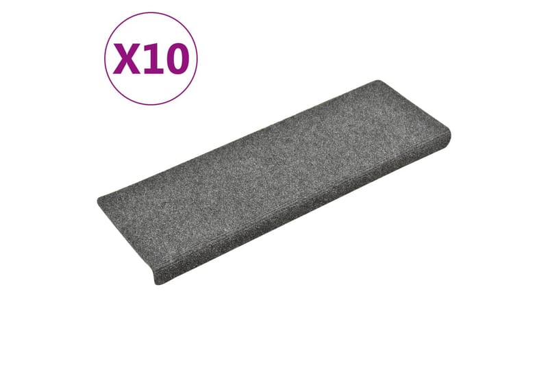 Selvklebende trappematter 10 stk lysegrå 65x25 cm - Grå - Tekstiler - Tepper & Matter - Spesialmatte - Trappetepper