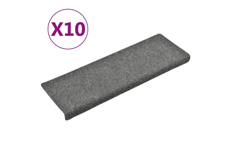 Selvklebende trappematter 10 stk lysegrå 65x25cm nålestempel - Grå - Tekstiler - Tepper & Matter - Spesialmatte - Trappetepper