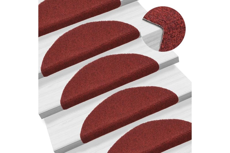 Selvklebende trappematter 10 stk rød 56x17x3cm nålestempel - Rød - Trappetepper