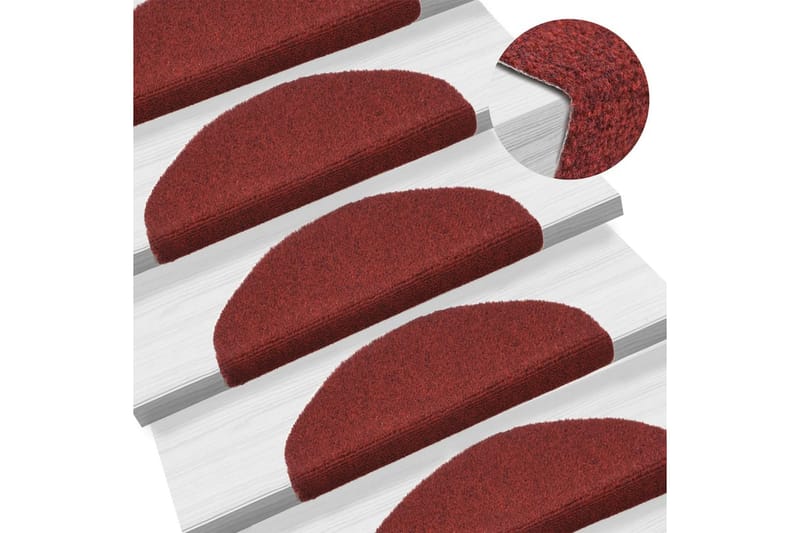 Selvklebende trappematter 10 stk rød 65x21x4 cm nålestempel - Rød - Tekstiler - Tepper & Matter - Spesialmatte - Trappetepper