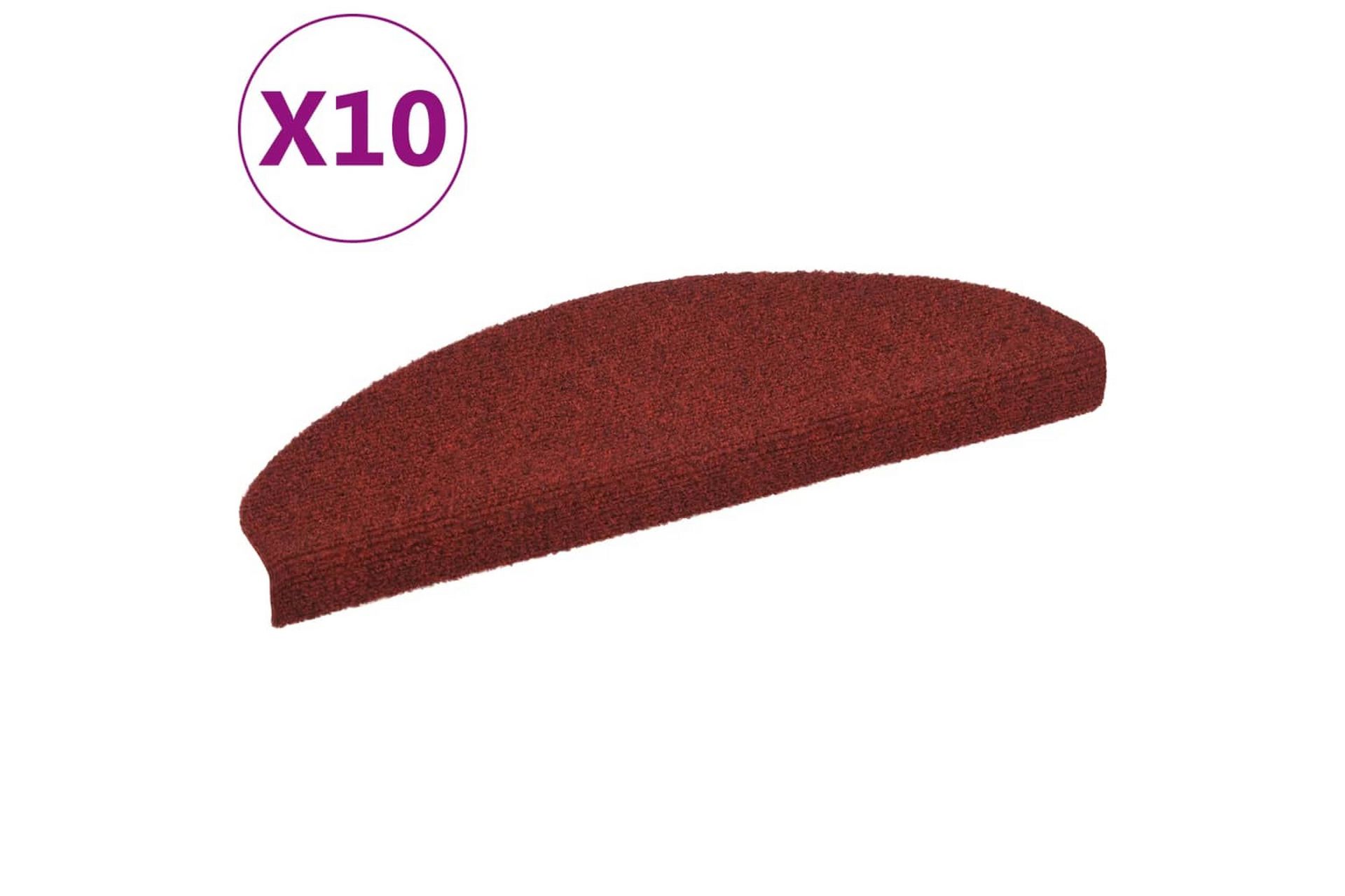 Selvklebende trappematter 10 stk rød 65x21x4 cm nålestempel - Rød - Tekstiler - Tepper & Matter - Spesialmatte - Trappetepper
