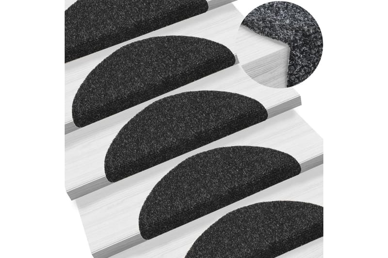 Selvklebende trappematter 10 stk svart 54x16x4 cm - Svart - Trappetepper