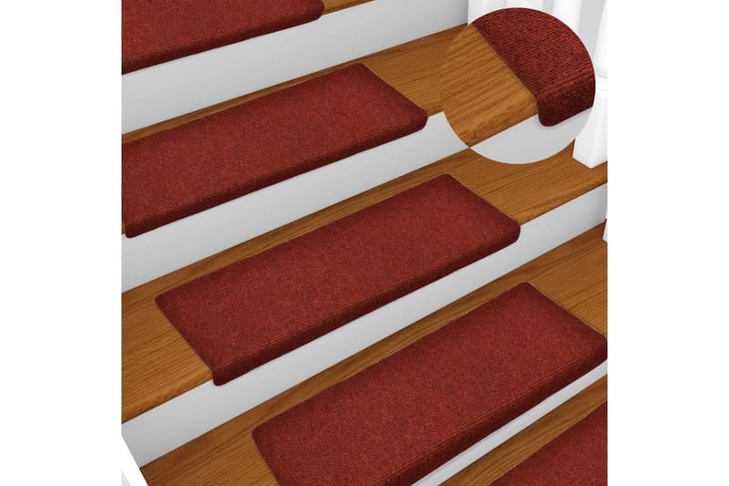 Selvklebende trappematter 10 stk vinrød 65x25 cm nålestempel - Rød - Tekstiler - Tepper & Matter - Spesialmatte - Trappetepper