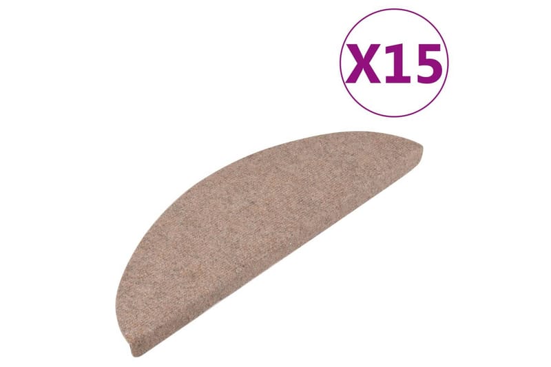 Selvklebende trappematter 15 stk 56x20 cm beige - Beige - Tekstiler - Tepper & Matter - Spesialmatte - Trappetepper