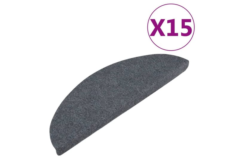 Selvklebende trappematter 15 stk 56x20 cm grå - Grå - Tekstiler - Tepper & Matter - Spesialmatte - Trappetepper