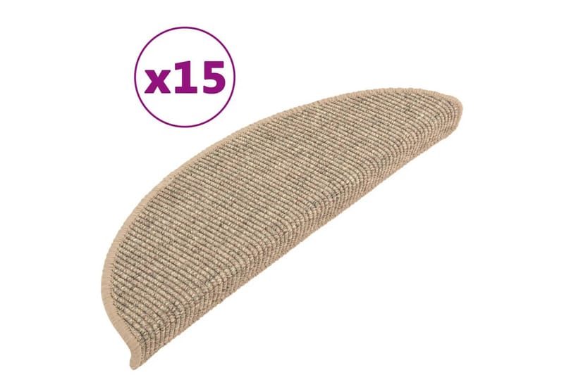 Selvklebende trappematter 15 stk 56x20 cm mörk beige - Beige - Tekstiler - Tepper & Matter - Spesialmatte - Trappetepper