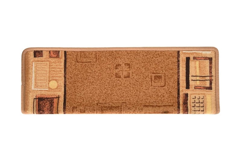 Selvklebende trappematter 15 stk 65x25 cm beige - Beige - Tekstiler - Tepper & Matter - Spesialmatte - Trappetepper