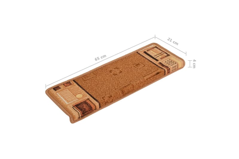 Selvklebende trappematter 15 stk 65x25 cm beige - Beige - Tekstiler - Tepper & Matter - Spesialmatte - Trappetepper