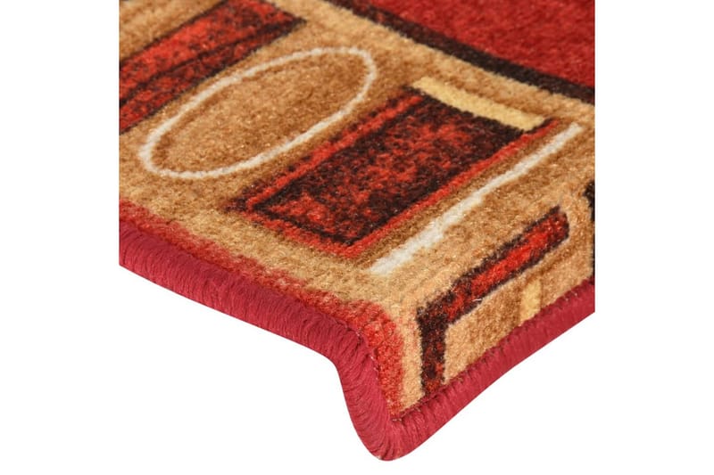 Selvklebende trappematter 15 stk 65x25 cm rød - Rød - Tekstiler - Tepper & Matter - Spesialmatte - Trappetepper