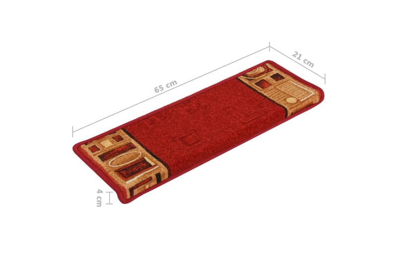 Selvklebende trappematter 15 stk 65x25 cm rød - Rød - Tekstiler - Tepper & Matter - Spesialmatte - Trappetepper